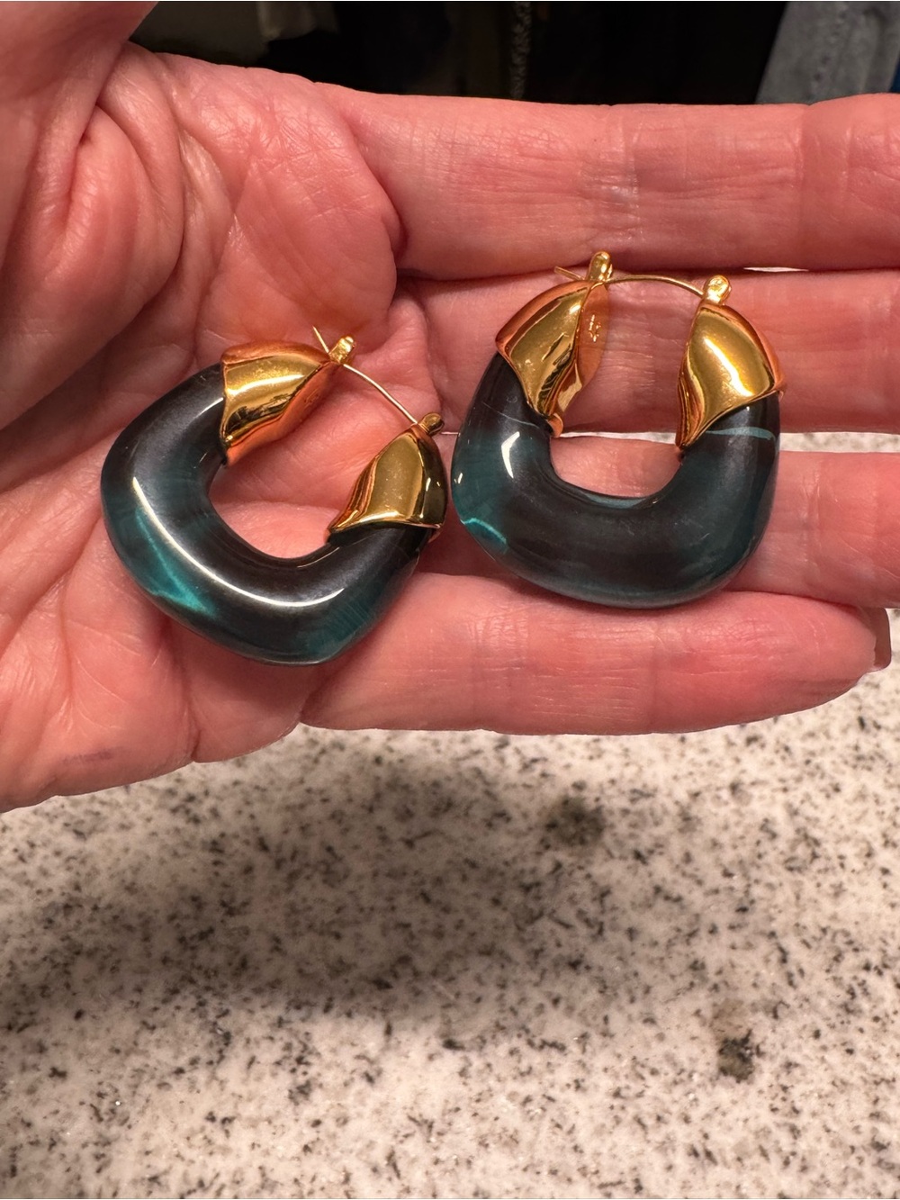 Lizzie Fortunato Gold-Tone & Teal Hoop Earrings - Women Jewelry
